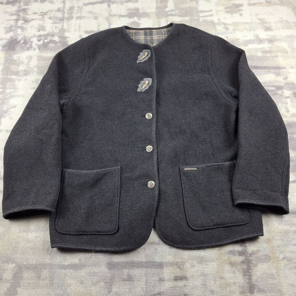 Vtg H Moser Salzburg Austria Boiled Wool Jacket Womens 46 US L Trachten Toggle